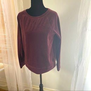 Old Navy maroon velvet long sleeve lounge top